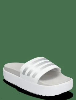 adidas Sportswear ADILETTE PLATFORM - Badtofflor FTWWHT/ZEROMT/GREONE