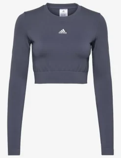 adidas Performance AEROKNIT Seamless Fitted Cropped Tee W - Crop tops SHANAV/WHITE