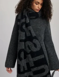 Gestuz AlphaGZ Scarf - Halsdukar CHARCOAL MELANGE/DEEPBLACK