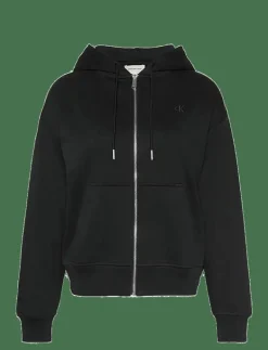 Calvin Klein Jeans ARCHIVE LOGO FRENCH TERRY FZ HOO - Huvtröjor BLACK Outlet