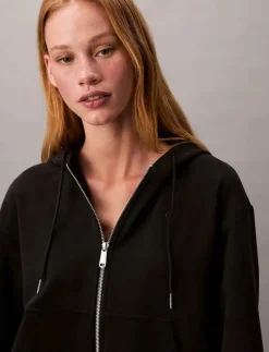 Calvin Klein Jeans ARCHIVE LOGO FRENCH TERRY FZ HOO - Huvtröjor BLACK Outlet