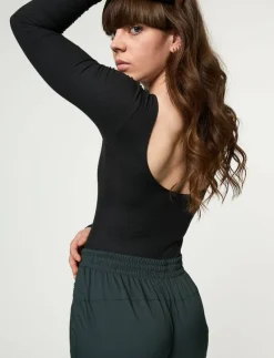 Girlfriend Collective Ava Scoop Back Bodysuit, Thong - Jumpsuits & Bodies BLACK Best