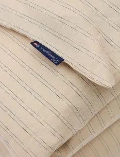 Beige/Dk Blue Striped Lyocell/Cotton Duvet Cover - Påslakan|Lexington Home New