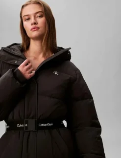 BELTED MIDWEIGHT LONG PUFFER - Dun- & vadderade jackor|Calvin Klein Jeans Outlet