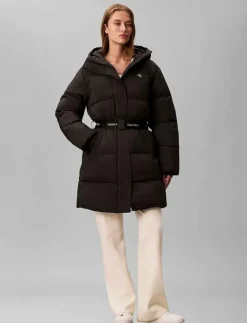 BELTED MIDWEIGHT LONG PUFFER - Dun- & vadderade jackor|Calvin Klein Jeans Outlet
