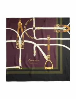 Lauren Ralph Lauren Belting-Print Silk Square Scarf - Sjalar PINOT NOIR Clearance
