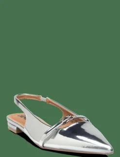 Bianco BIABARI Pointy Flat Slingback Faux Leather - Platta slingbacks SILVER MIRROR Hot
