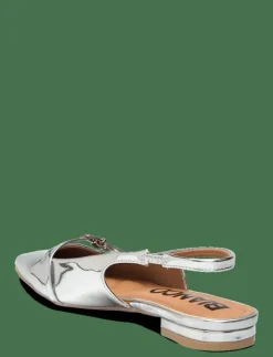 Bianco BIABARI Pointy Flat Slingback Faux Leather - Platta slingbacks SILVER MIRROR Hot