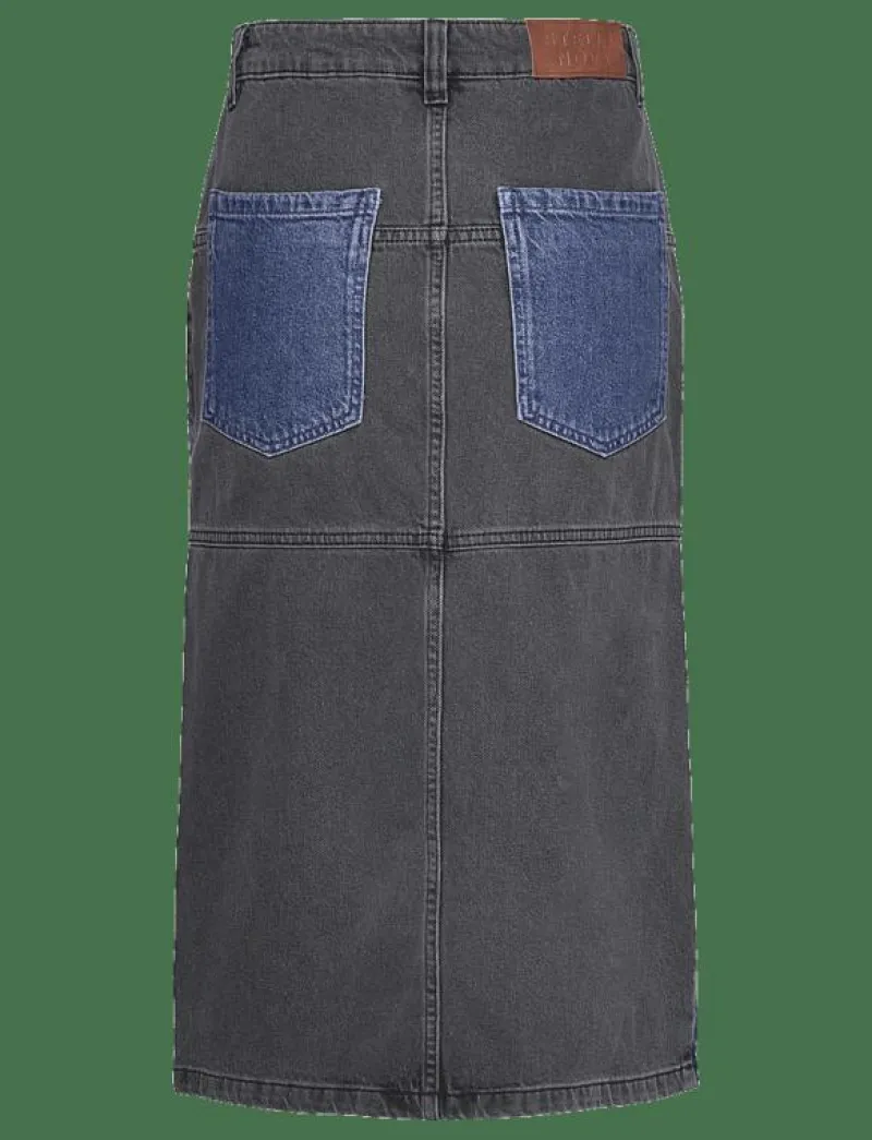 Stella Nova Black and blue denim midi skirt - Midi kjolar BLUE NIGHT
