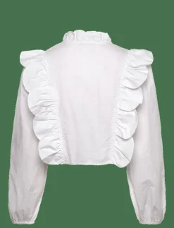 Blouse with scallops and embroideri - Långärmade blusar|Stella Nova