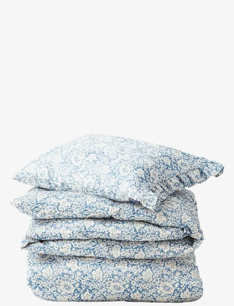 Blue Floral Printed Cotton Sateen Bed Set - Påslakanset|Lexington Home New