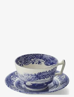 Spode Blue Italian Breakfast Cup & Saucer 4-pack - Tekoppar BLUE / WHITE New