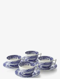 Blue Italian Teacup & Saucer 4-pack - Tekoppar|Spode