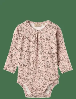 Wheat Body L/S Liv - Långärmad body ROSE POWDER FLOWERS