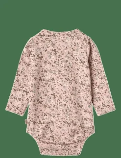 Wheat Body L/S Liv - Långärmad body ROSE POWDER FLOWERS