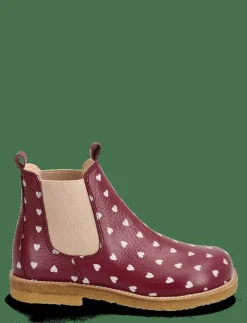 ANGULUS Booties - flat - with elastic - Stövlar & Kängor 3951/077 BERRY HEARTS/ROSE ELA New