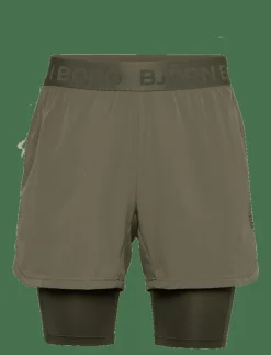 Björn Borg BORG 2 IN 1 SHORTS - Träningsshorts DUSTY OLIVE Sale