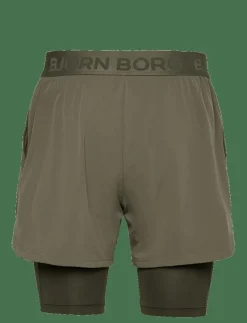 Björn Borg BORG 2 IN 1 SHORTS - Träningsshorts DUSTY OLIVE Sale