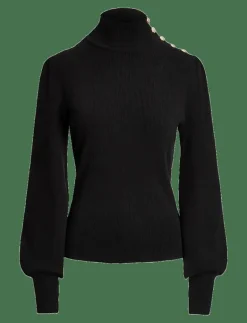 Lauren Ralph Lauren Button-Trim Mockneck Sweater - Polotröjor POLO BLACK Clearance