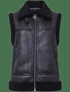 French Connection CAMRY FAUX SUEDE S/LESS GILET - Vadderade västar BLACK Discount