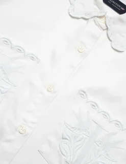 Lexington Clothing Candice Embroidered Satin Blouse - Långärmade OFFWHITE Sale