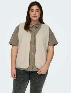 ONLY Carmakoma CARBELISA TEDDY WAISTCOAT JRS - Stickade västar BIRCH New