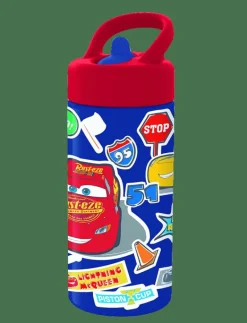 Euromic CARS, Water bottle with straw - Matdags RED Clearance