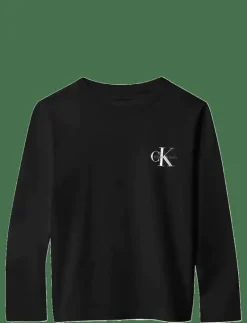 Calvin Klein CHEST MONOLOGO LS T-SHIRT - Långärmade t-shirts CK BLACK New