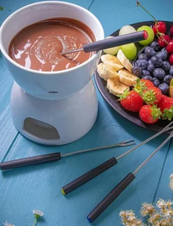 cilio Chocolate fondue with 6 pieces - Fonduegrytor WHITE Hot