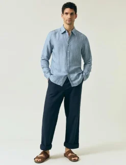 Lexington Clothing Classic Hemp Striped Shirt - Randiga skjortor BLUE/WHITE STRIPE Hot