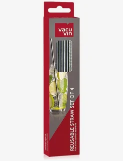 Vacuvin Cocktail sugrör 4-pack - Serveringstillbehör SILVER Sale