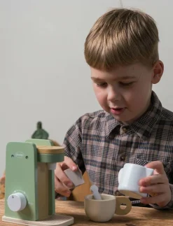 Dantoy COFFEE MACHINE WOOD IN GIFT BOX 5 PARTS - Leksakskök & Tillbehör MIXED COLOURS Outlet