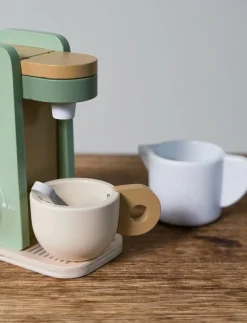 Dantoy COFFEE MACHINE WOOD IN GIFT BOX 5 PARTS - Leksakskök & Tillbehör MIXED COLOURS Outlet