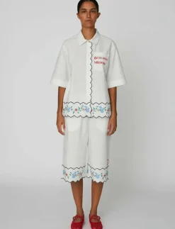 Stella Nova Coloured Embroidered Oversized Shir - Kortärmade skjortor OFF WHITE New