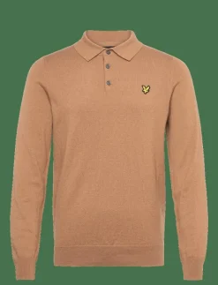 Cotton Merino Long Sleeve Knitted Polo - Stickade pikéer|Lyle & Scott Discount