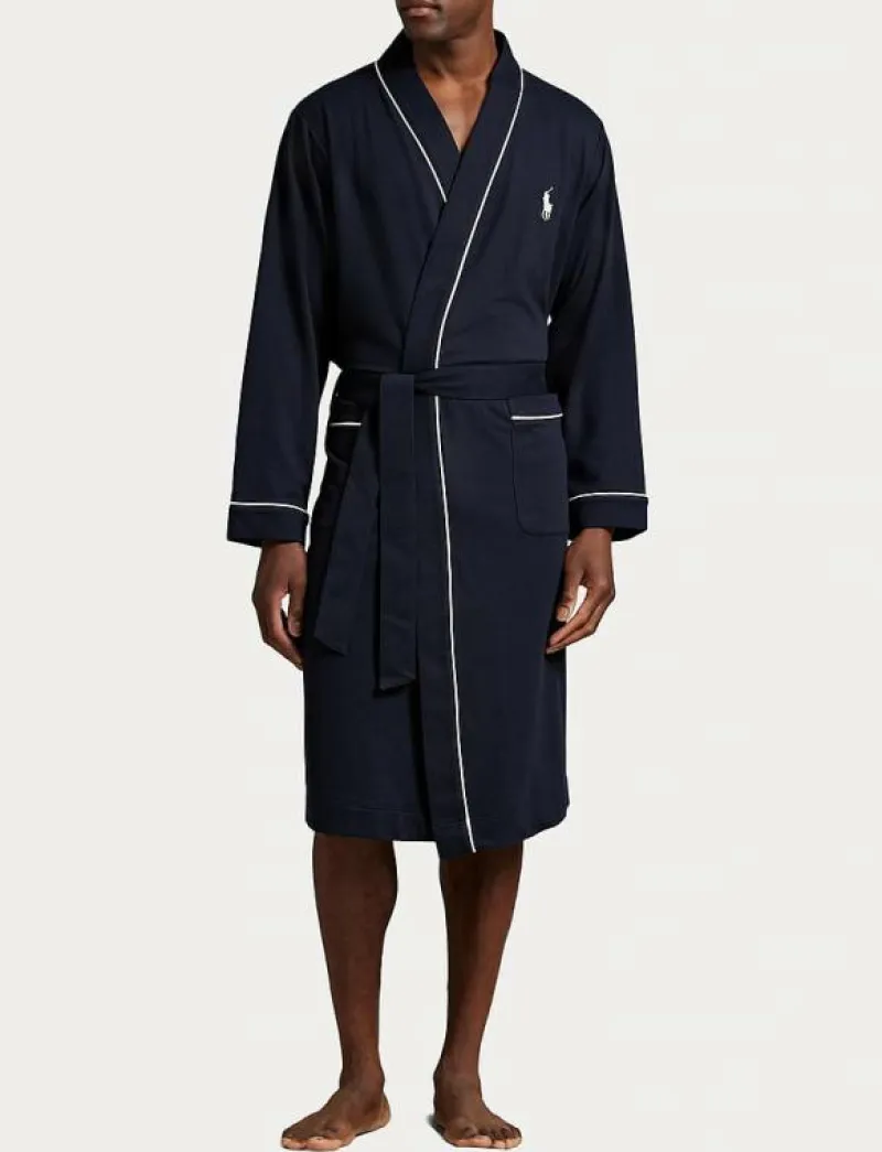Polo Ralph Lauren Cotton-Blend Jersey Robe - Morgonrock COLLECTION NAVY Outlet