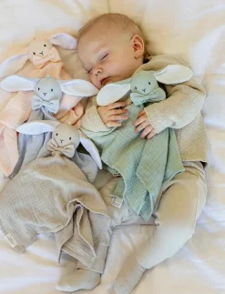 Diinglisar, Snuttefilt, Kanin, Muslin, greige - Muslindukar|Teddykompaniet Clearance