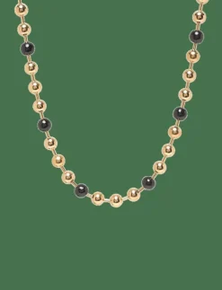 Bud to rose Eclipse Long Necklace Ivory/Gold - Statementhalsband BLACK/GOLD Clearance