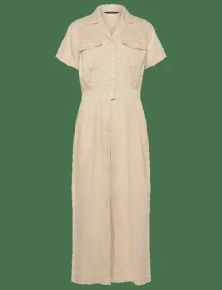 Lauren Ralph Lauren Embroidered Linen Short-Sleeve Jumpsuit - Jumpsuits IVORY BEIGE Discount