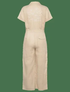 Lauren Ralph Lauren Embroidered Linen Short-Sleeve Jumpsuit - Jumpsuits IVORY BEIGE Discount