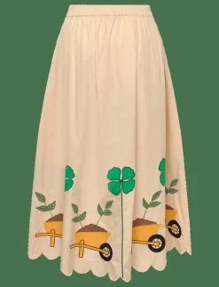 Stella Nova Embroidered Midi skirt with Scallop - Midi kjolar IVORY Discount