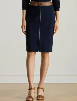 Lauren Ralph Lauren Faux-Leather-Trim Ponte Pencil Skirt - Midi kjolar LAUREN NAVY Best