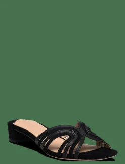 Lauren Ralph Lauren Fay Suede & Leather Multistrap Sandal - Mules med klack BLACK/BLACK Best