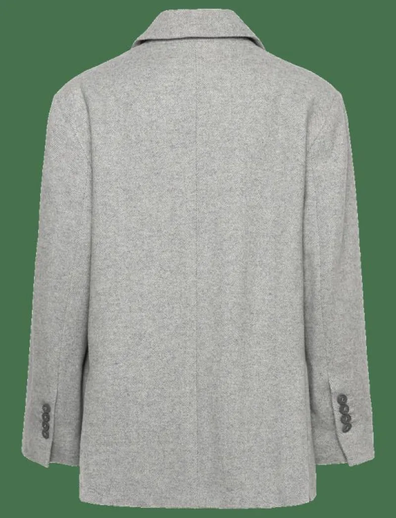 Naja Lauf FEODORA JACKET SOFT HERRINGBONE - Enkelknäppta kavajer LIGHT GREY Discount