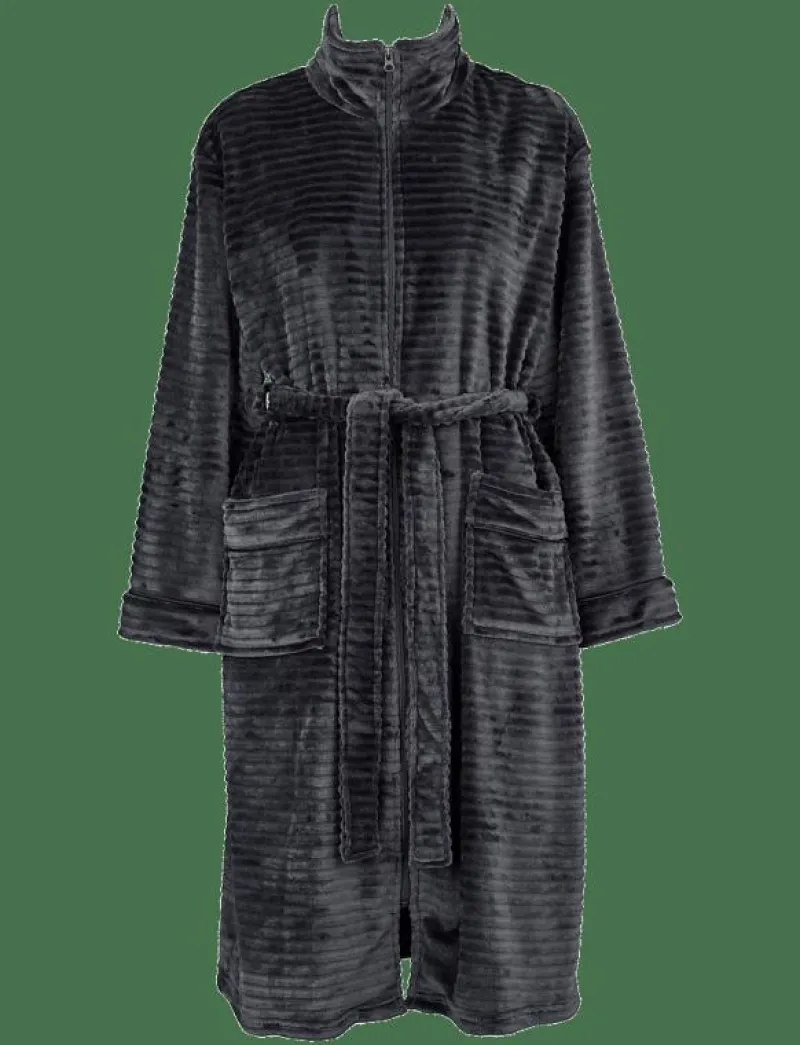 Fine fleece robe w. zipper - Morgonrock|Missya Hot