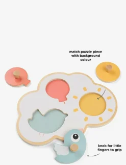 Done by Deer First peg puzzle Happy clouds - Träpussel COLOUR MIX Outlet