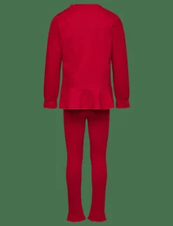 Geggamoja Flounce Set - Set med långärmad t-shirt RED Hot