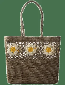 Ceannis Flower Crochet Basket - Strandväskor SAND
