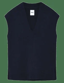 Day Birger et Mikkelsen Flynn - Soft lamb - Stickade västar DARK SAPPHIRE. Discount