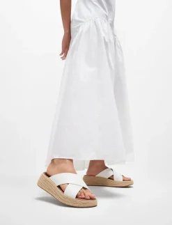 F-MODE ESPADRILLE LEATHER FLATFORM CROSS SLIDES - Kilklackar|FitFlop Clearance